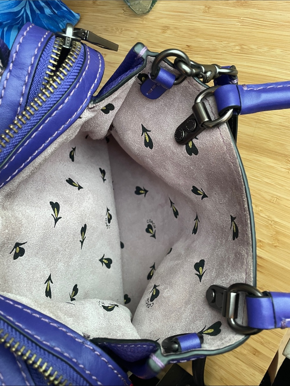 Coach 1941 X Disney Purple "Dark Fairy Tale" Pebble Leather Rogue 25 Satchel Bag - Picture 14 of 17